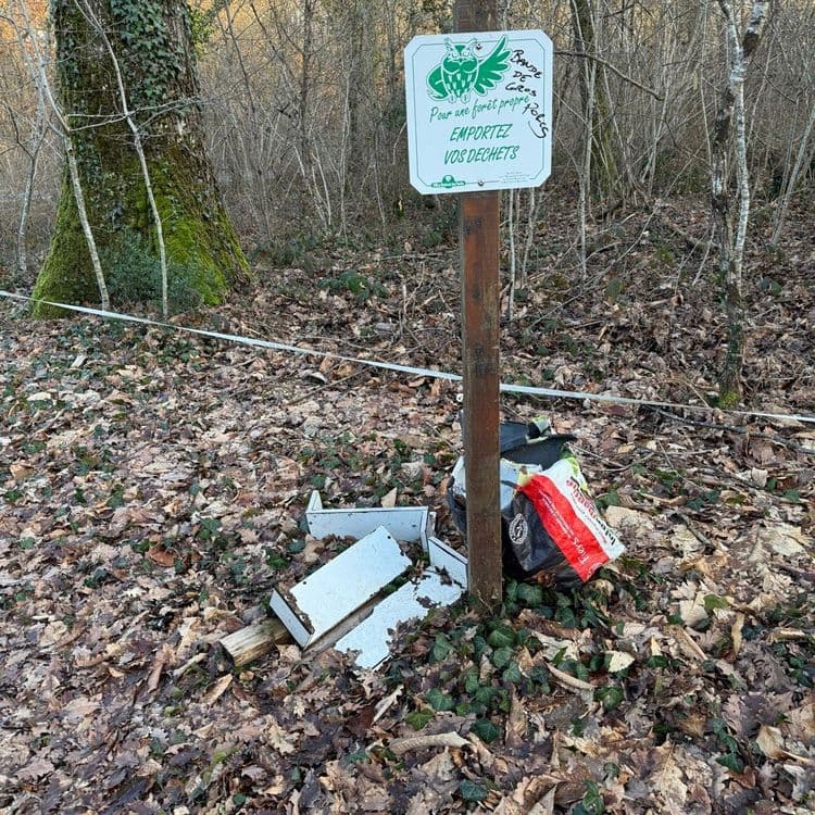 Déchèterie sauvage qui prend naissance sur le parking du GR4