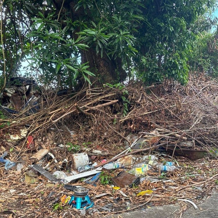 Voici une estimation des déchets présents sur le site, basée sur l'analyse des images fournies :

*   **Déchets verts** : Branches, feuilles mortes, broussailles. On peut estimer un volume important, avec un poids d'environ 50 kg.

*   **Déchets ménagers divers** : Bouteilles en plastique, emballages alimentaires, sacs en plastique. Présence estimée d'environ 10 kg.

*   **Objets en plastique** : Jouets pour enfants (voiture rose, éléments divers), fragments de mobilier. Quantité significative, pesant approximativement 15 kg.

*   **Métaux** : Bidons rouillés, morceaux de ferraille, éléments de charriot. On peut évaluer le poids total à environ 25 kg.

*   **Déchets électroniques** : Écran de télévision, clavier. Poids estimé : 15 kg.

*   **Mobilier** : Fragments de meubles (bois, parties rembourrées), éléments de réfrigérateur, carcasses. Le poids combiné de ces déchets pourrait atteindre 40 kg.

*   **Déchets de construction/démolition** : Planches de bois, morceaux de tôle, divers matériaux de construction. Estimation du poids : 30 kg.

*   **Divers** : Pneus, objets non identifiés. Le poids combiné de ces éléments est estimé à environ 10 kg.

*   **Sacs poubelles** : Contenu non identifiable. Le poids estimé est d'environ 20 kg.

Il est important de noter que ces estimations sont basées sur une observation visuelle et peuvent varier. Un examen plus approfondi sur site serait nécessaire pour une évaluation plus précise.