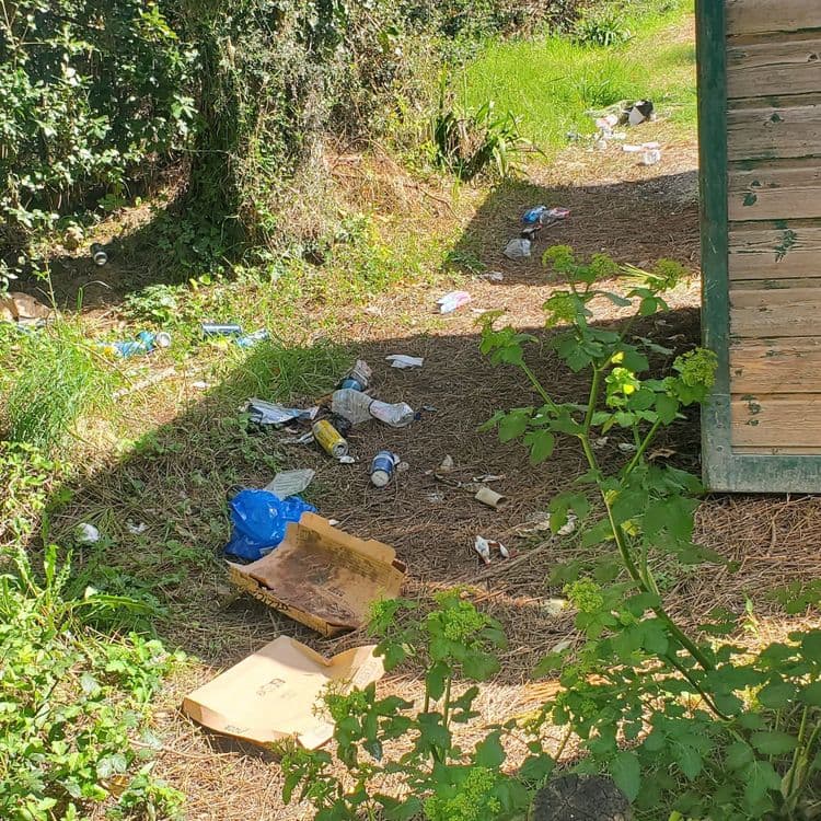 Voici une estimation des déchets présents sur l'image :

*   **Cartons de pizza** : Environ 2 unités, poids estimé à 0,5 kg au total.
*   **Sacs en plastique** : Environ 1 unité, poids estimé à 0,1 kg.
*   **Bouteilles en plastique** : Environ 2 unités, poids estimé à 0,1 kg au total.
*   **Canettes en aluminium** : Environ 3 unités, poids estimé à 0,1 kg au total.
*   **Emballages divers (papier, plastique)** : Quantité importante, poids estimé à 0,2 kg.
*   **Rouleau de papier toilette vide** : Environ 1 unité, poids négligeable.