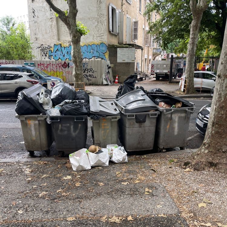 Containers poubelles non ramasser depuis plusieurs jours.