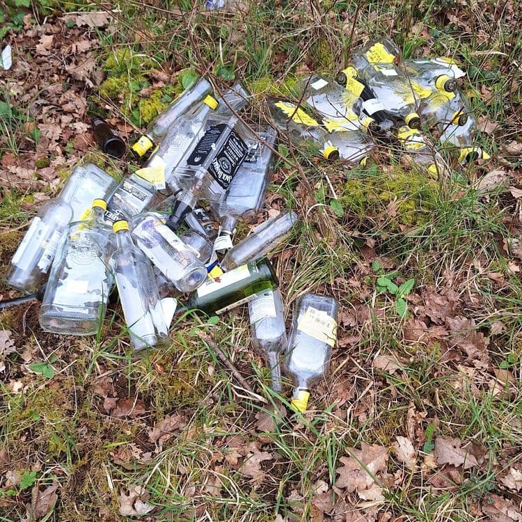 Dépôt de bouteille vides au bord de la route de Bunzac - Foret de la Braconne 16600 Mornac