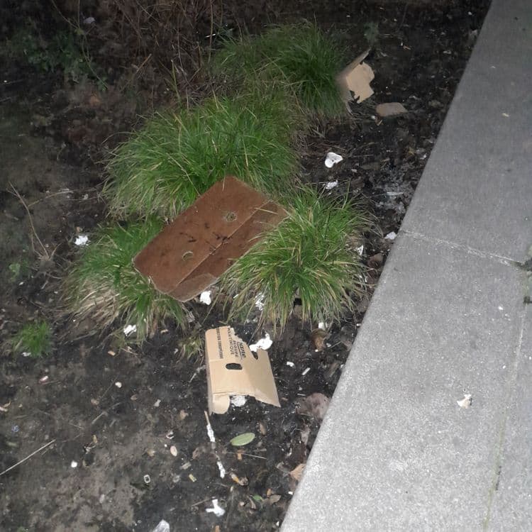 Plein de cigarettes, de cartons et des déchets plastiques 