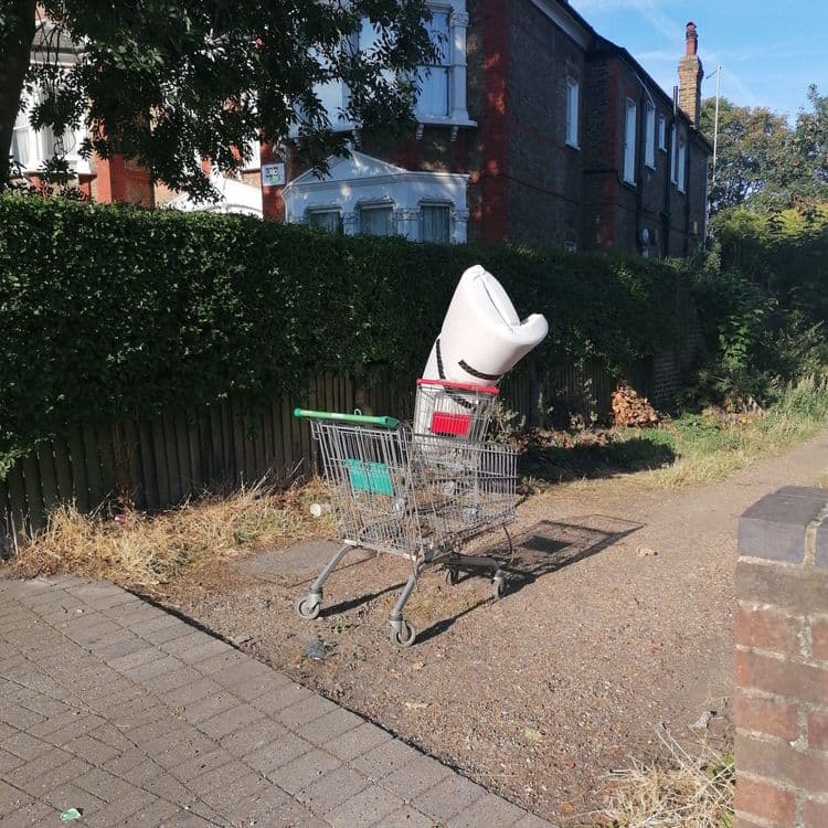 Trolleys on the footpath

