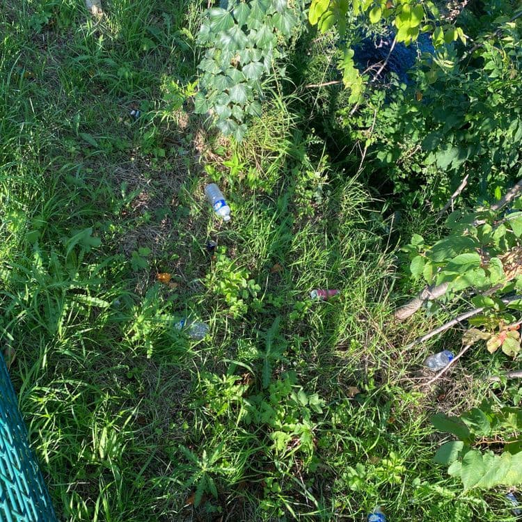 L'analyse révèle la présence de plusieurs types de déchets abandonnés. On observe principalement des bouteilles en plastique, estimées à une quantité de 7 et pesant environ 0.1 kg chacune, ce qui donne un poids total de 0.7 kg pour ce type de déchet. On note également la présence d'une canette, pesant environ 0.015 kg.

