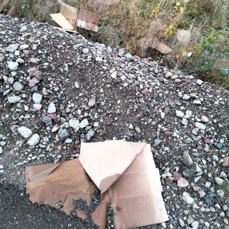 Cartons d'emballage abandonnés sur un terrain vague 