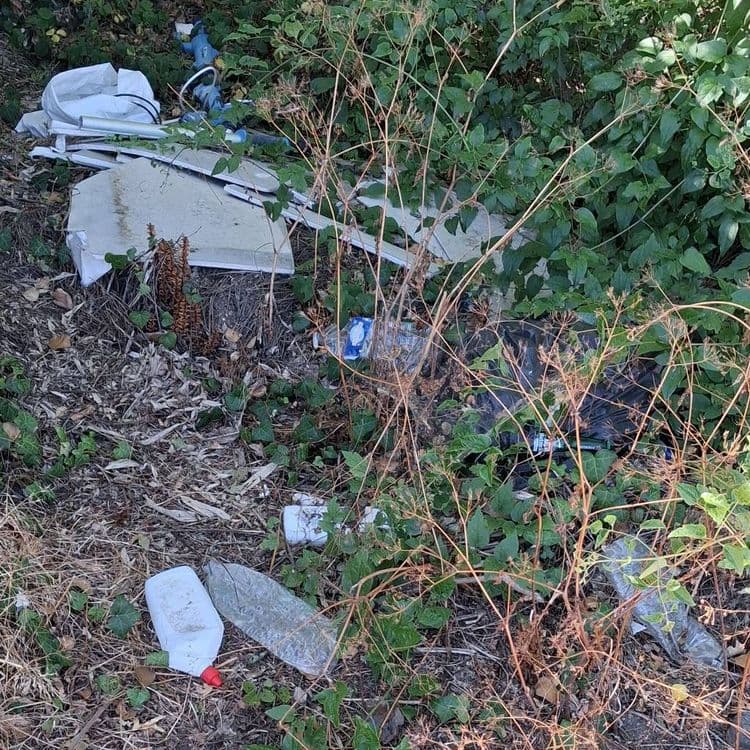 Sac poubelle et différents détritus 