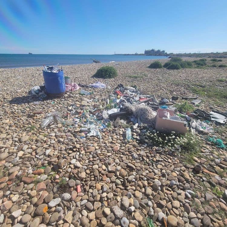 Bouteilles ,plastique en tout genre déchets qui n'ont bien entendu rien a faire sur une plahe même si c'est fos sur mer !!!!
