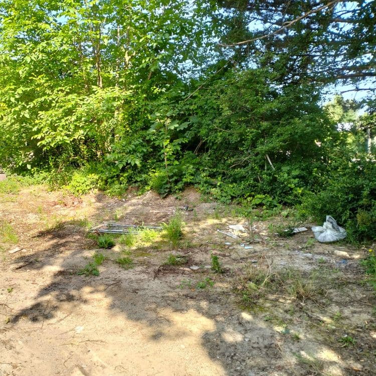 Déchets divers au bord de la route et dans les fourrés,y compris restes de fibro ciment 