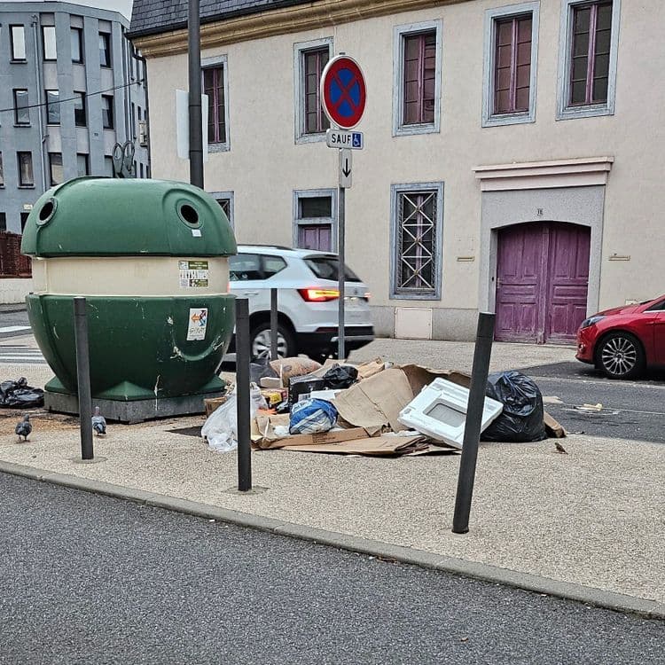 Déchets de toutes sortes avec des poubelles evantrees 