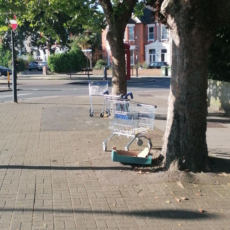 Trolleys on the footpath 