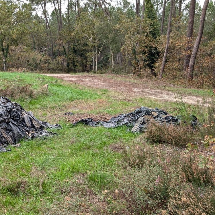 Décharge sauvage, d'une grande quantité de plastique agricole.