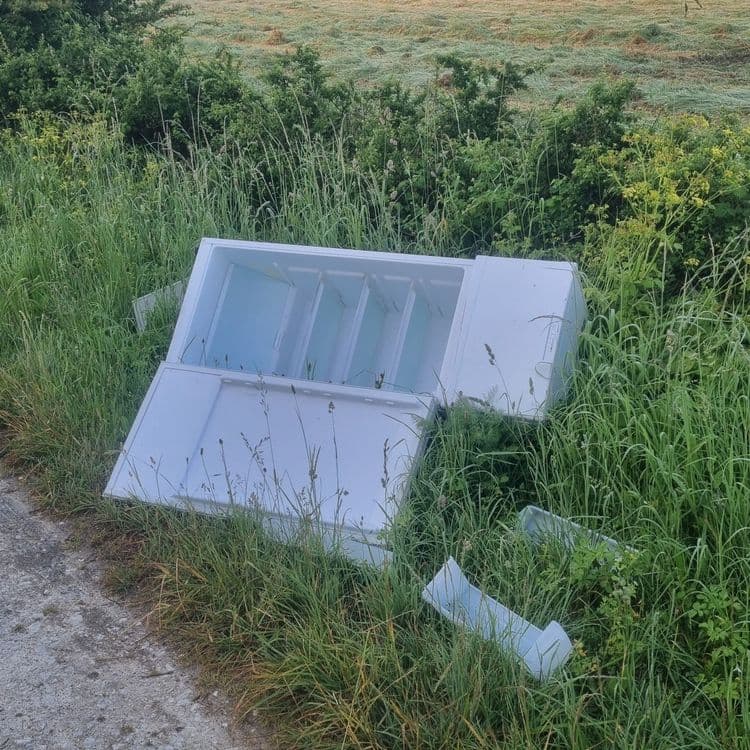 Dépôt d'un réfrigérateur au bord du chemin de l'Aubier