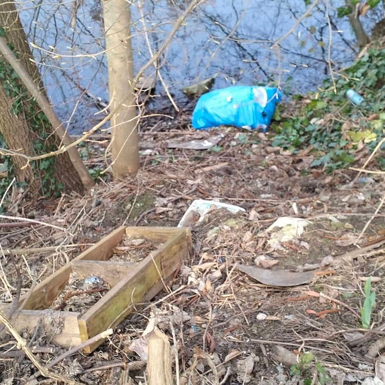 Mini décharge au bord d'un ruisseau 