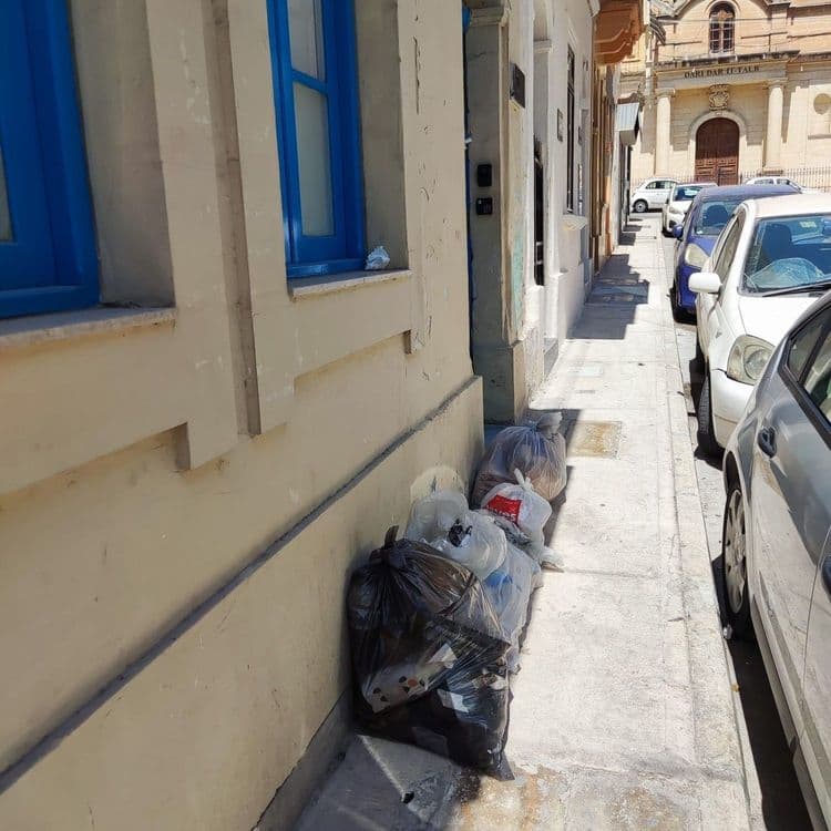 7, Triq l Immakulata kuncizzjoni 
Everyday taking out piles of rubbish which is not being collected as it is not taken out on the correct day. It stays there for 4-7 days until that bag is collected