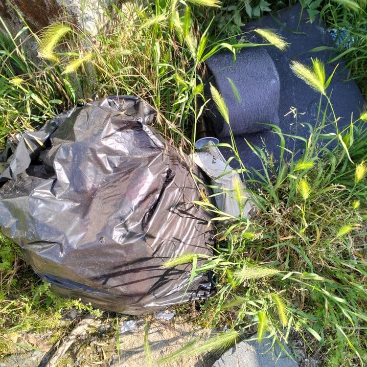 Déchets divers, restes de meubles, sacs poubelles 