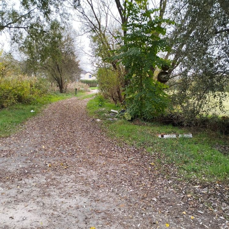 Déchets divers, reste de matériaux du bâtiment dans des sacs poubelles cachés dans un bois au bord de la route 