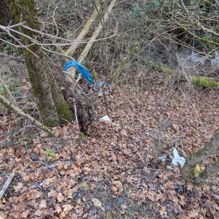 un tas de déchets d'origine agricole, probablement des sacs d'engrais des filtres à huile, des bouteilles d'huile des nombreux flacons de médicaments, des piles des ampoules usagées des bouteilles. j'en ai ramassé une partie mais il en reste encore en dessous. si quelqu'un veut s'y coller, il est le bienvenu.