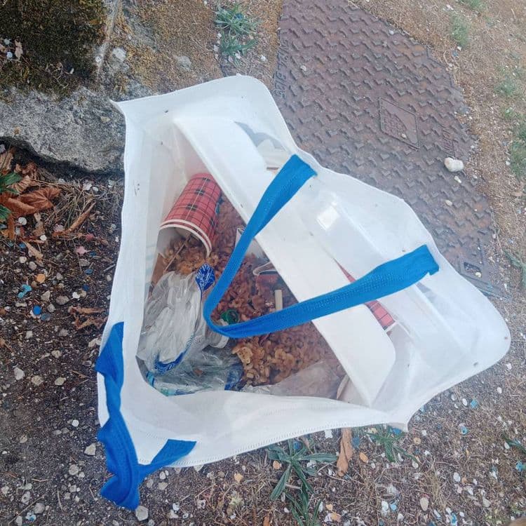 Lundi 17 ramassage des sacs noirs, mardi premier sac contenant des pâtes des gobelets, des emballages.
Vendredi 22 ramassage des sacs jaunes, samedi matin un nouveau sac, intermarché le même genre de sac déposé n'importe quand n'importe comment. Les bestioles viennent visiter les sacs déposés près de l'église et comme d'habitude la mairie ne fera rien ni ne dira rien contre l'auteur de ces dépôts sauvages.