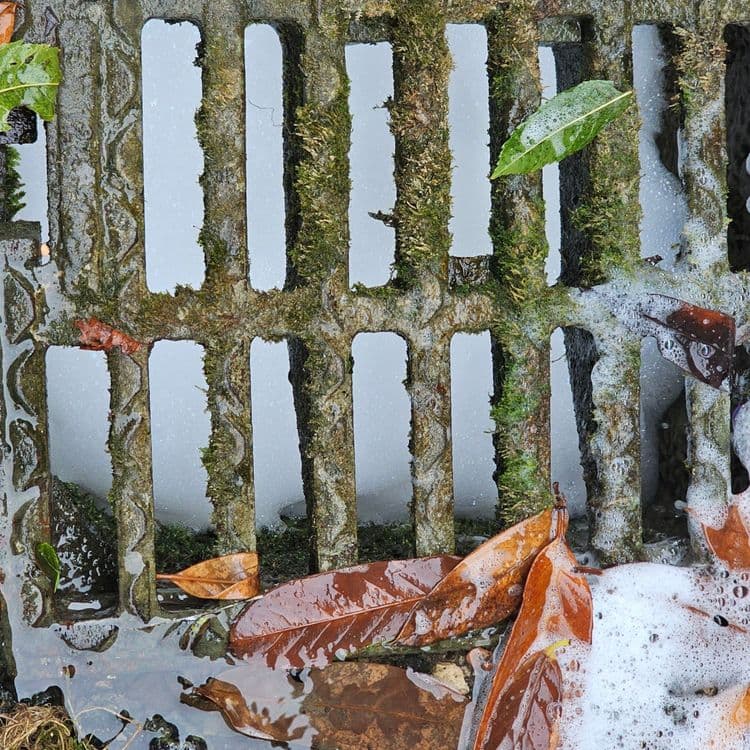 De la lessive à été déverser dans le réseau d'eau pluviales, vu la quantité de mousse 
