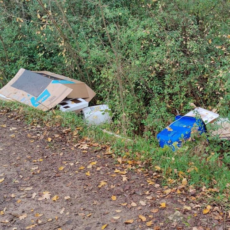 Détritus faits de cartons, polystyrène, bidon de javel!