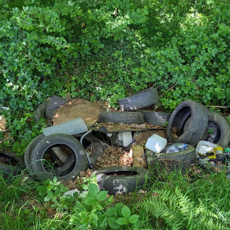 Tas de déchets, principalement des pneus, le long du chemin de randonnée.
Coordonnées réelles : 47.800600,-1.238870
Je n'ai pu pas pû faire le signalement le jour même, le lieu donné dans le signalement n'est donc pas correct et je n'ai pas trouvé comment le forcer sur la carte.