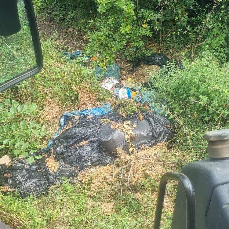 Divers déchets déversé dans le fossé